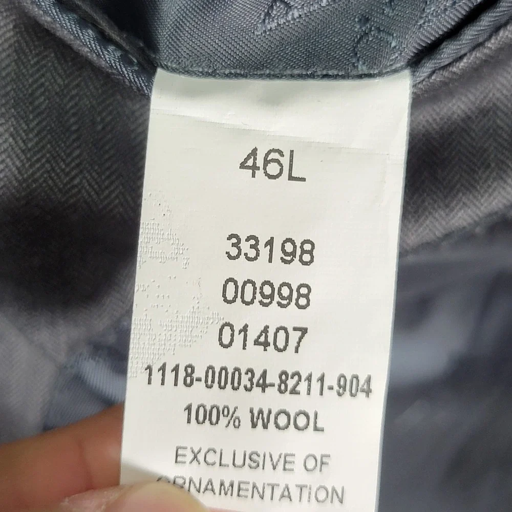 JOS A BANK Gold Men's Sport Coat Blazer Two Button Gray Herringbone‎ Wool 46L